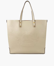 Burberry Embossed Crest Leather Ivory Tote