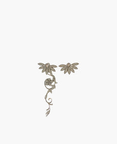 Burberry Half Daisy Crystal Silver Asymmetric Stud Drop Earrings