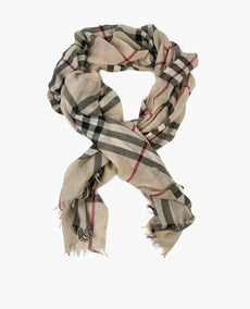 Burberry Frayed Checked Scarf