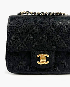 Chanel Mini Square Black Caviar GHW