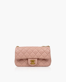 Chanel 23S Sweet Camellia Mini suorakulmainen vaaleanpunainen lampaannahka GBHW