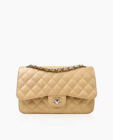 Chanel Timeless Jumbo Beige Caviar Double Flap SHW