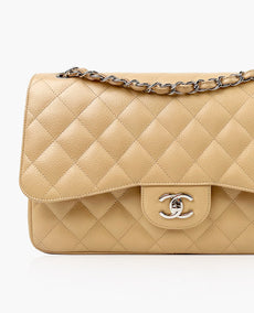 Chanel Timeless Jumbo Beige Caviar Double Flap SHW