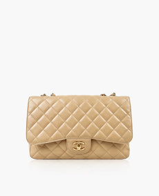 Chanel Timeless Jumbo Beige Caviar Single Flap GHW