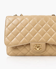 Chanel Timeless Jumbo Beige Caviar Single Flap GHW