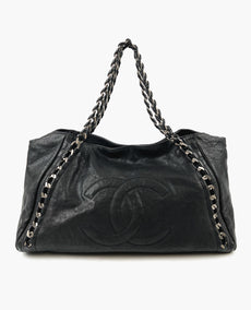 Chanel Black Calfskin Chain Tote Bag SHW