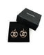 Chanel Crystal High Society CC Hoop Drop Pierced Earrings