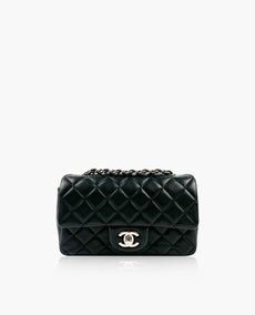 Chanel Mini suorakulmainen musta lampaannahkainen SHW