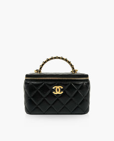 Chanel Small Vanity Case with Chain in Black Lambskin GHW