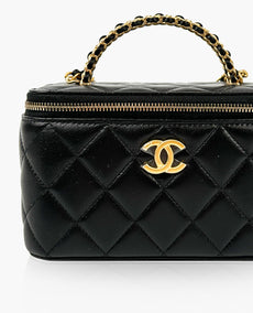 Chanel Small Vanity Case with Chain in Black Lambskin GHW