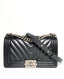 Chanel Boy Old Medium Chevron Black Lambskin RHW