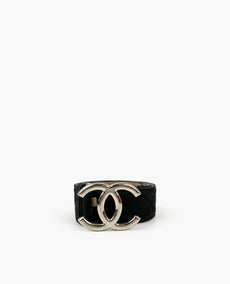 Chanel Classic Black Suede Caviar CC Belt 85