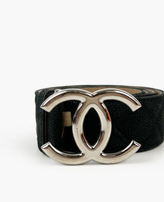 Chanel Classic Black Suede Caviar CC Belt 85