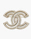 Chanel CC Logo Strass Champagne Brooch