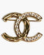 Chanel CC Crystal and Quilted Champagne Brooch