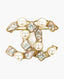 Chanel Crystal and Pearl CC Brooch Champagne