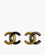 Chanel CC Gold Brushed Silver Earrings