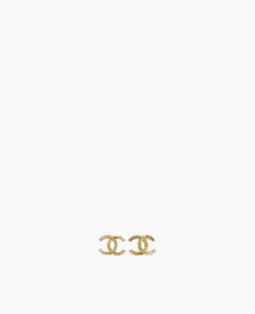 Chanel CC Gold Rhinestones Twist Earrings