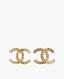 Chanel CC Gold Earrings with Crystals