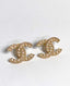 Chanel CC Earrings Gold Crystal 2cm