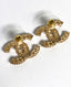 Chanel CC Earrings Gold Crystal 2cm