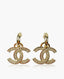 Chanel CC Drop Earrings Crystal GHW