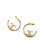 Chanel Metal Textured CC Hoop Earrings Champagne