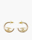 Chanel Metal Textured CC Hoop Earrings Champagne