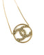 Chanel Square Crystal CC Round Pendant Necklace Champagne