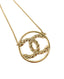 Chanel Square Crystal CC Round Pendant Necklace Champagne