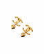 Chanel CC Diamond Heart Drop Earrings Gold