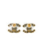 Chanel CC Bronze Tone and Crystal Earrings