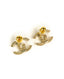 Chanel CC Champagne Small Earrings with Crystals