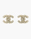 Chanel CC Bronze Tone and Crystal Earrings