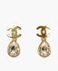 Crystal CC Tear Drop Earrings Gold