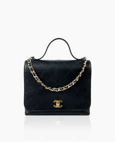 Chanel Calfskin Double Pocket Bag Musta CHW