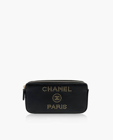 Chanel Black Caviar Nahka Deauville Studded WOC