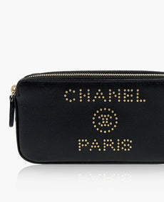 Chanel Black Caviar Nahka Deauville Studded WOC