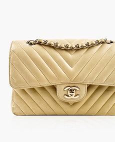 Chanel Small Chevron Flap Bag Yellow Lambskin CHW