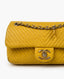 Chanel Yellow CC Medallion Charm Chevron Flap Bag