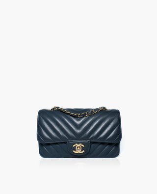 Chanel Chevron Mini suorakulmainen laivastonsininen LGHW