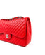 Chanel Chevron Jumbo Double Flap Bag Red Caviar SHW