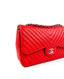 Chanel Chevron Jumbo Double Flap Bag Red Caviar SHW