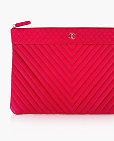 Chanel Chevron O - Kotelo Strawberry Red Caviar GHW