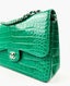 Chanel Green Classic Double Flap Alligator Jumbo