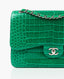 Chanel Green Classic Double Flap Alligator Jumbo