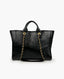 Chanel Aged Calfskin Leather Medium Charms Deauville Tote Black