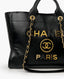 Chanel Aged Calfskin Leather Medium Charms Deauville Tote Black