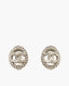 Chanel CC Silver Earrings in Crystal Oval