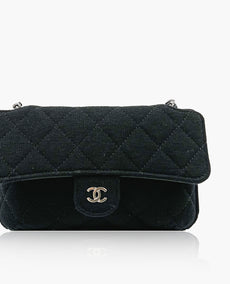 Chanel Fabric Quilted Foldable Tote Black Multicolor